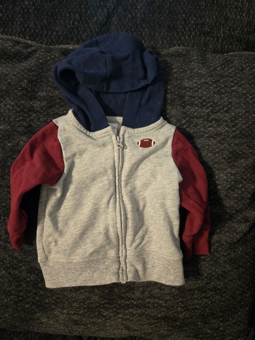 Carter's Hooded Zip Sweatshirt - Gray, Navy & Red